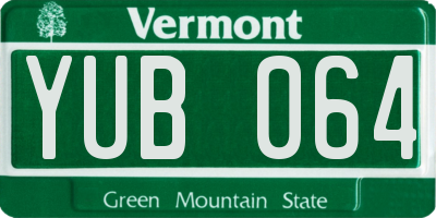 VT license plate YUB064