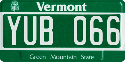 VT license plate YUB066