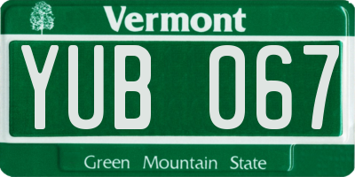 VT license plate YUB067