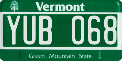 VT license plate YUB068