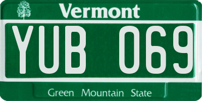 VT license plate YUB069