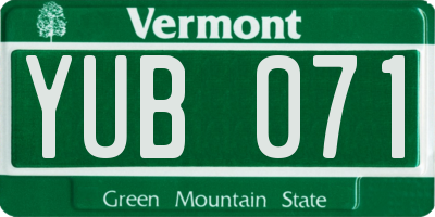 VT license plate YUB071