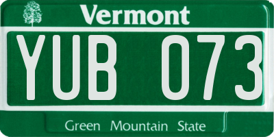 VT license plate YUB073