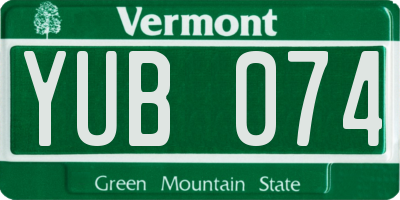 VT license plate YUB074