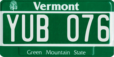 VT license plate YUB076