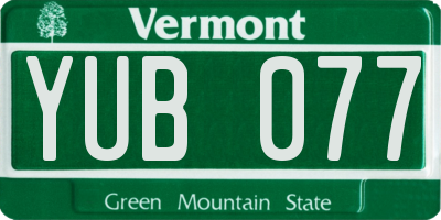 VT license plate YUB077