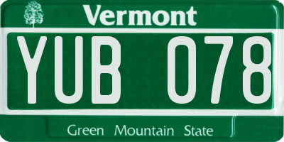 VT license plate YUB078