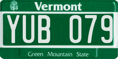 VT license plate YUB079