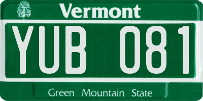 VT license plate YUB081