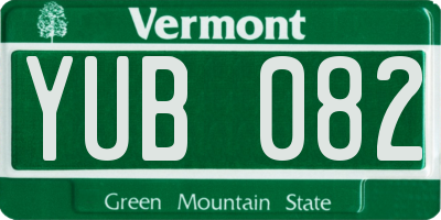 VT license plate YUB082