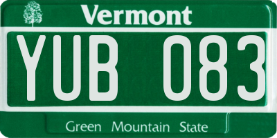 VT license plate YUB083