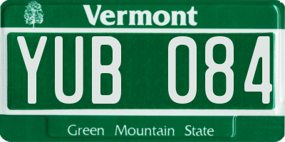 VT license plate YUB084