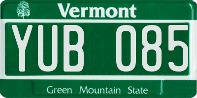 VT license plate YUB085