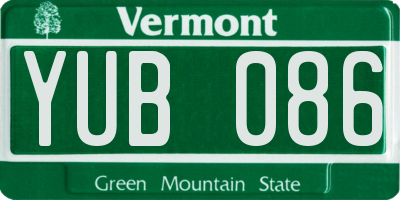 VT license plate YUB086