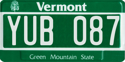 VT license plate YUB087