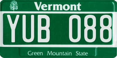 VT license plate YUB088