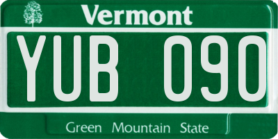 VT license plate YUB090