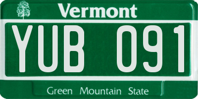 VT license plate YUB091