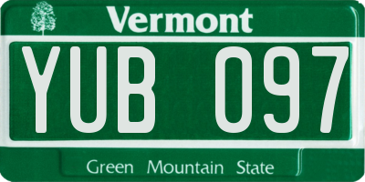 VT license plate YUB097