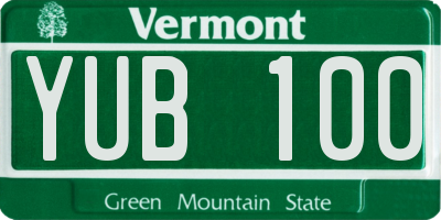 VT license plate YUB100
