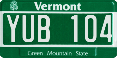 VT license plate YUB104
