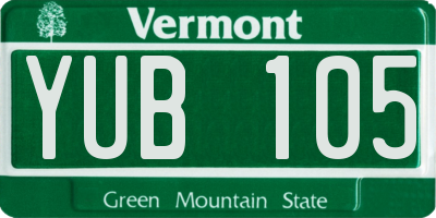 VT license plate YUB105
