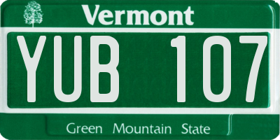 VT license plate YUB107