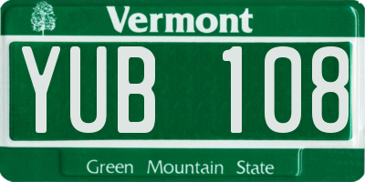 VT license plate YUB108