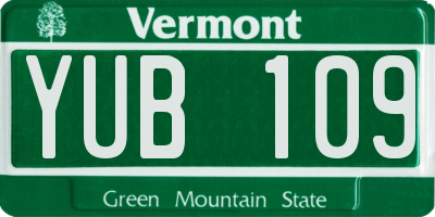 VT license plate YUB109