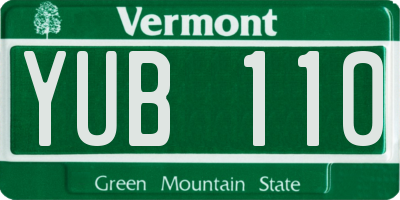 VT license plate YUB110