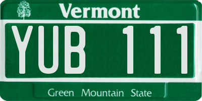 VT license plate YUB111