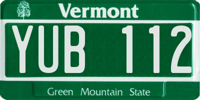 VT license plate YUB112
