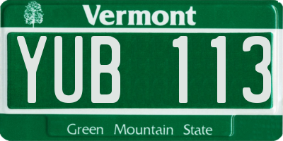 VT license plate YUB113