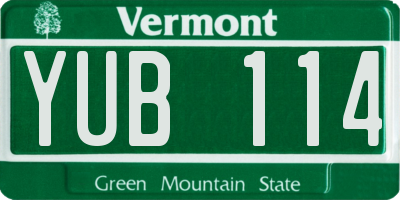 VT license plate YUB114