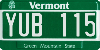 VT license plate YUB115