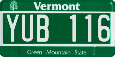 VT license plate YUB116