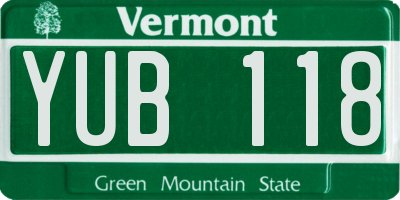 VT license plate YUB118