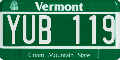 VT license plate YUB119