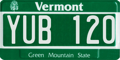 VT license plate YUB120