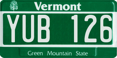 VT license plate YUB126