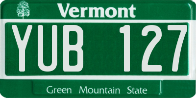 VT license plate YUB127
