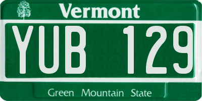 VT license plate YUB129