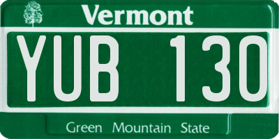 VT license plate YUB130