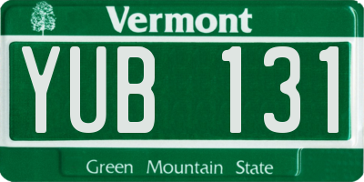 VT license plate YUB131