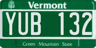 VT license plate YUB132