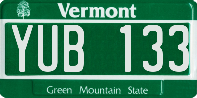 VT license plate YUB133