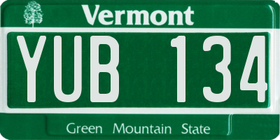 VT license plate YUB134