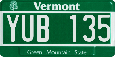 VT license plate YUB135