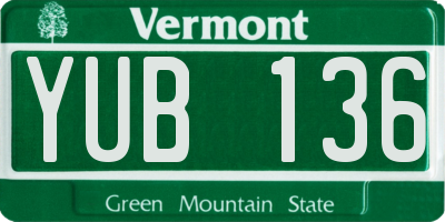 VT license plate YUB136