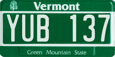 VT license plate YUB137